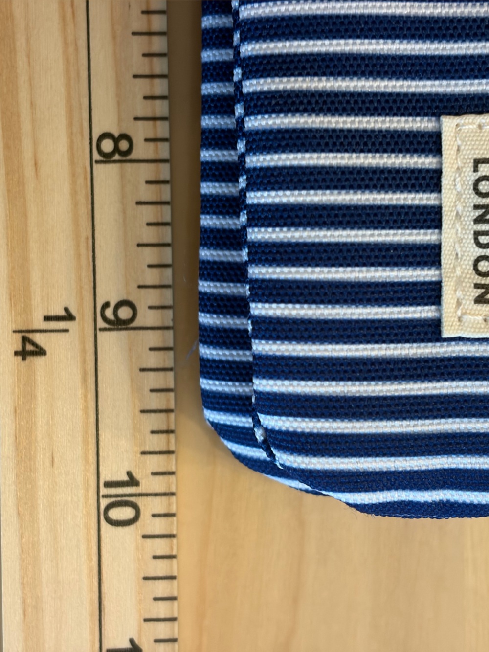 Ori London Navy & White Stripe Crossbody Shoulder Bag with Gray Strap - Picture 5 of 5